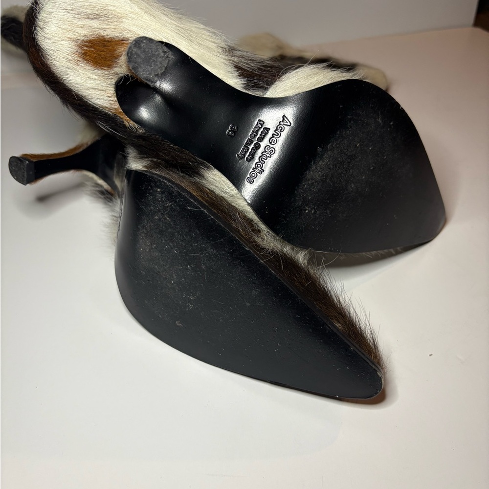 Acne Studios Cowhide/Calfhair Fur Stiletto Boots - Black, White & Brown (2024) - Picture 3 of 4
